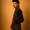 casual wear brown waistcoat