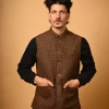 casual wear brown waistcoat for men