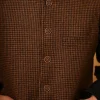 Brown Check Wool Waistcoat for men
