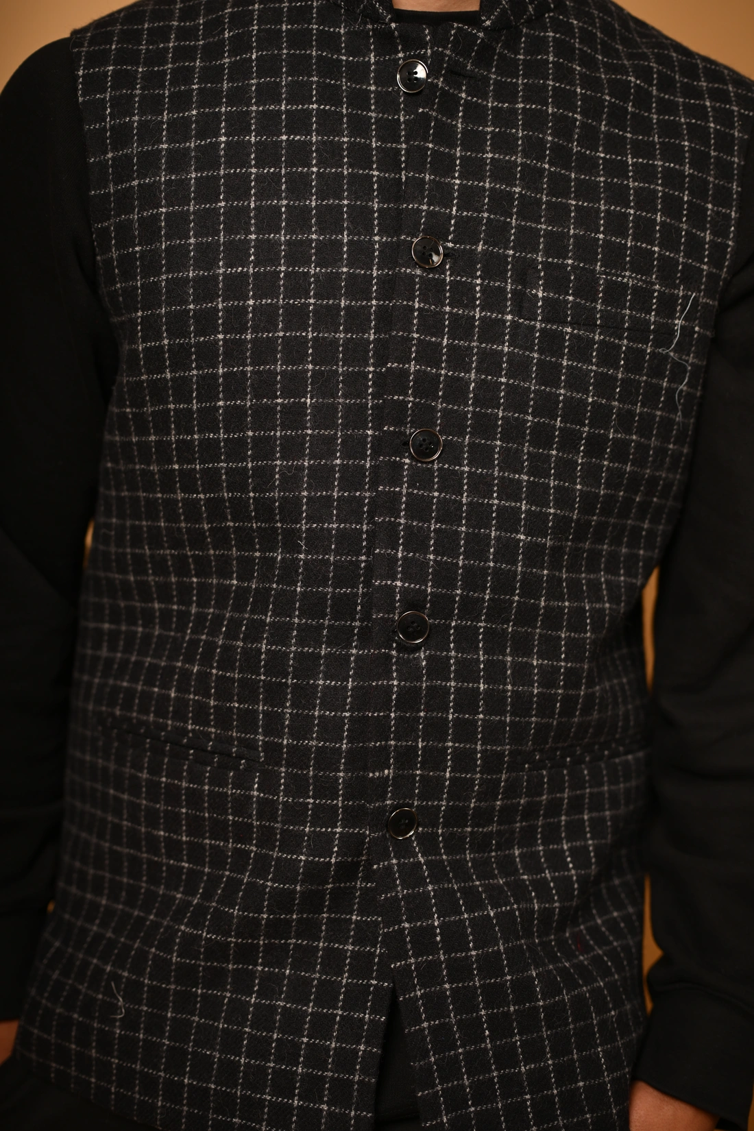 black winter woollen waistcoat for men