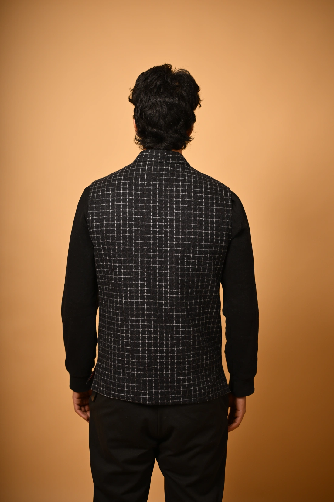 black winter woollen waistcoat for men