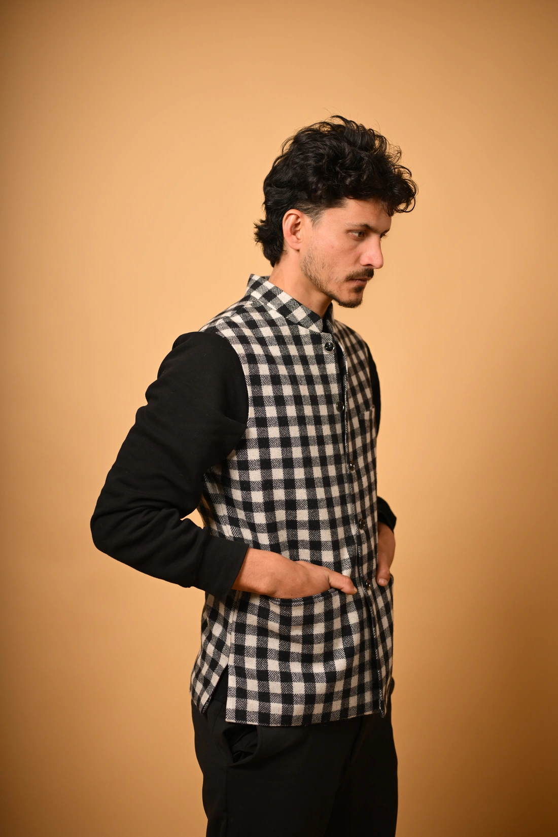 white and black waistcoat