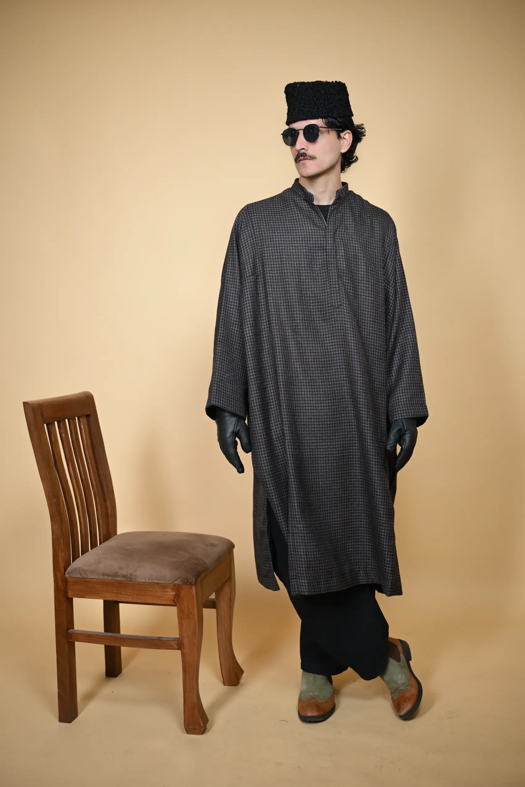 men wearing Kashmiri pheran