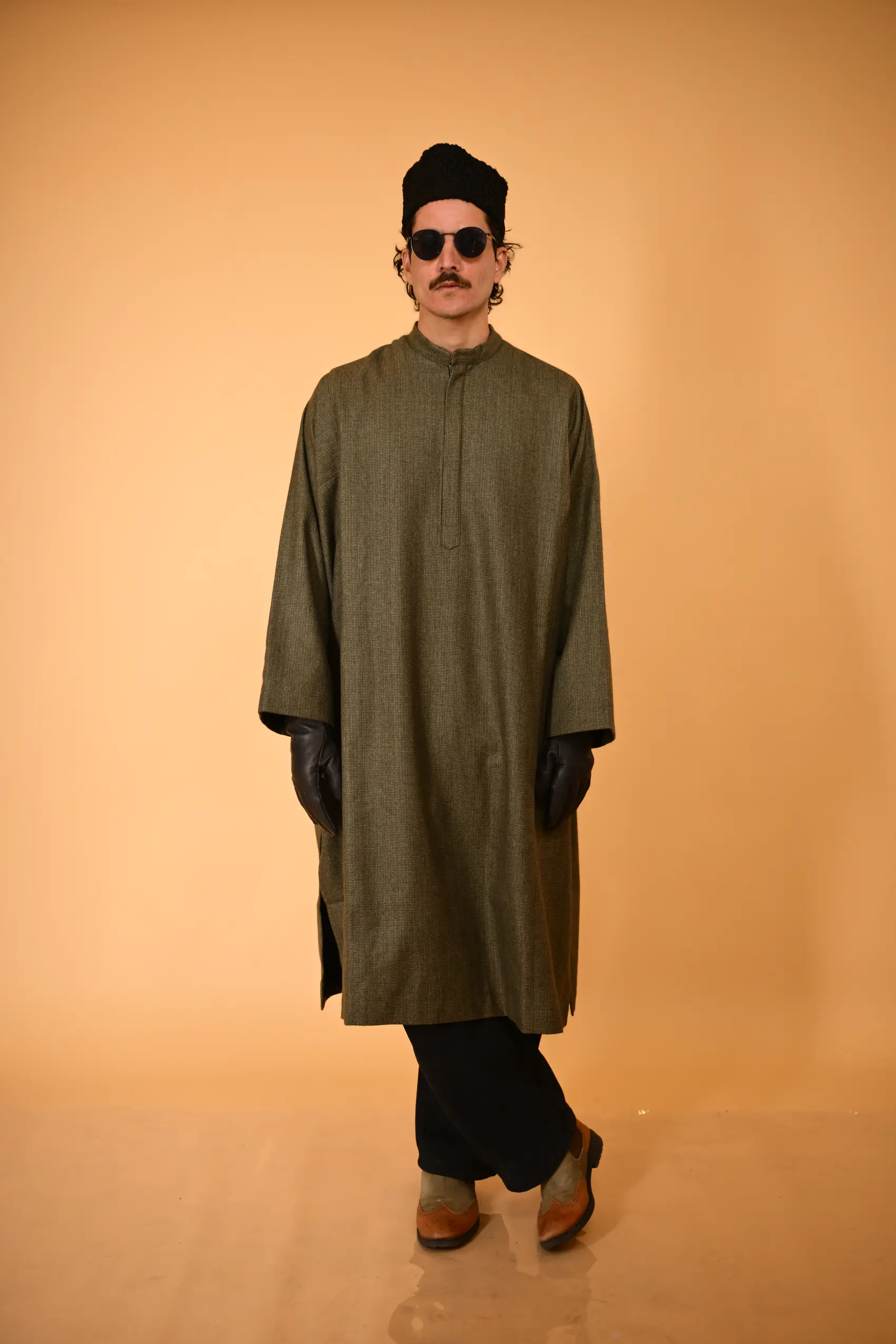 men wearing Kashmiri pheran
