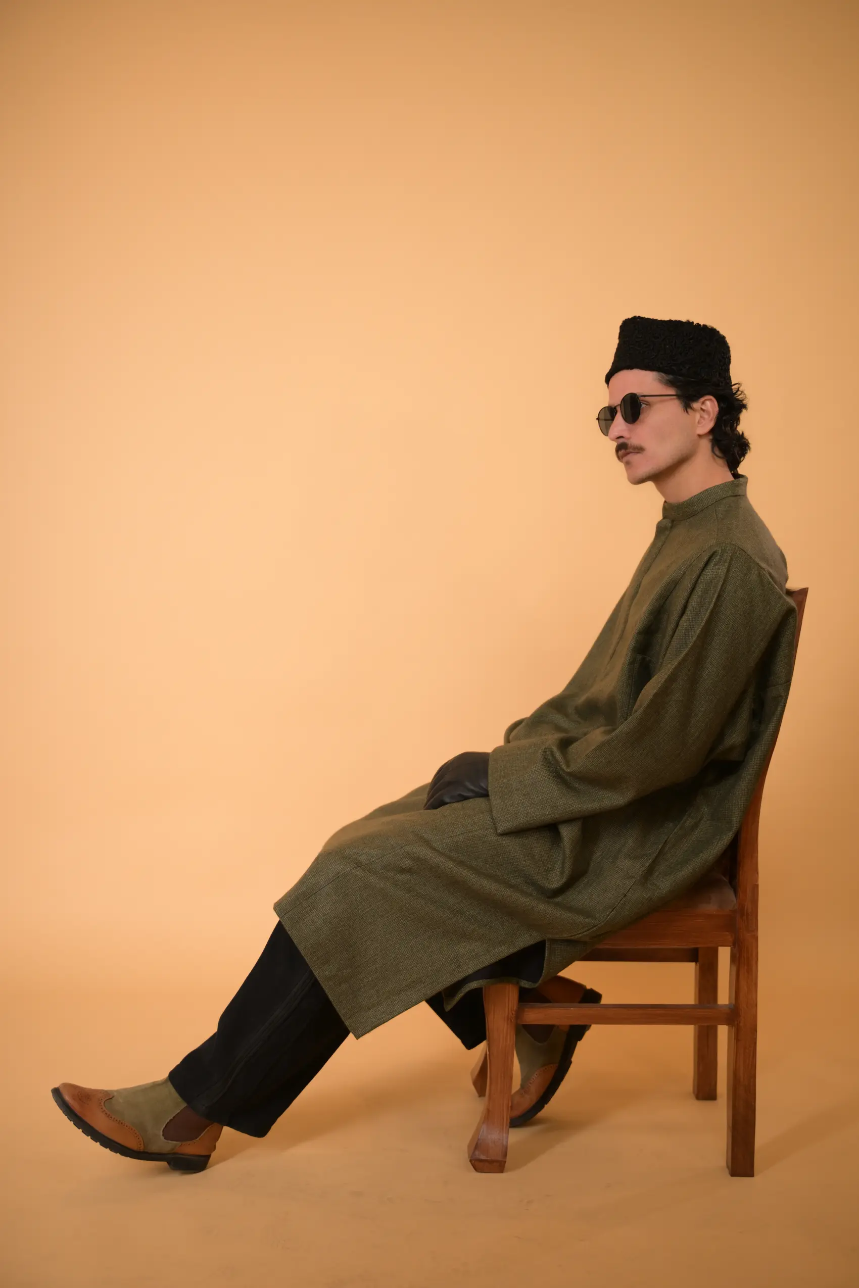 men wearing Kashmiri pheran