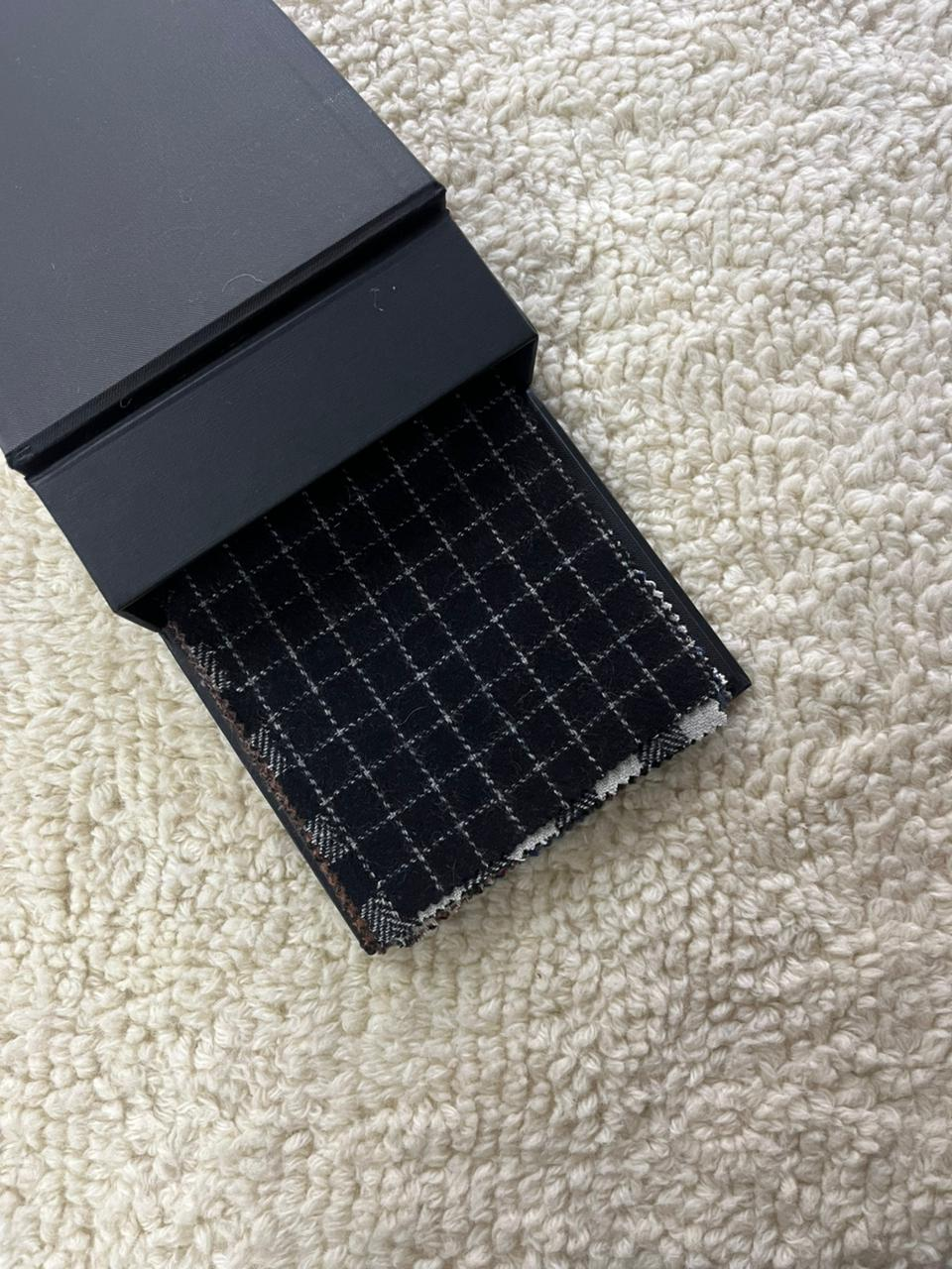 black with white micro check.