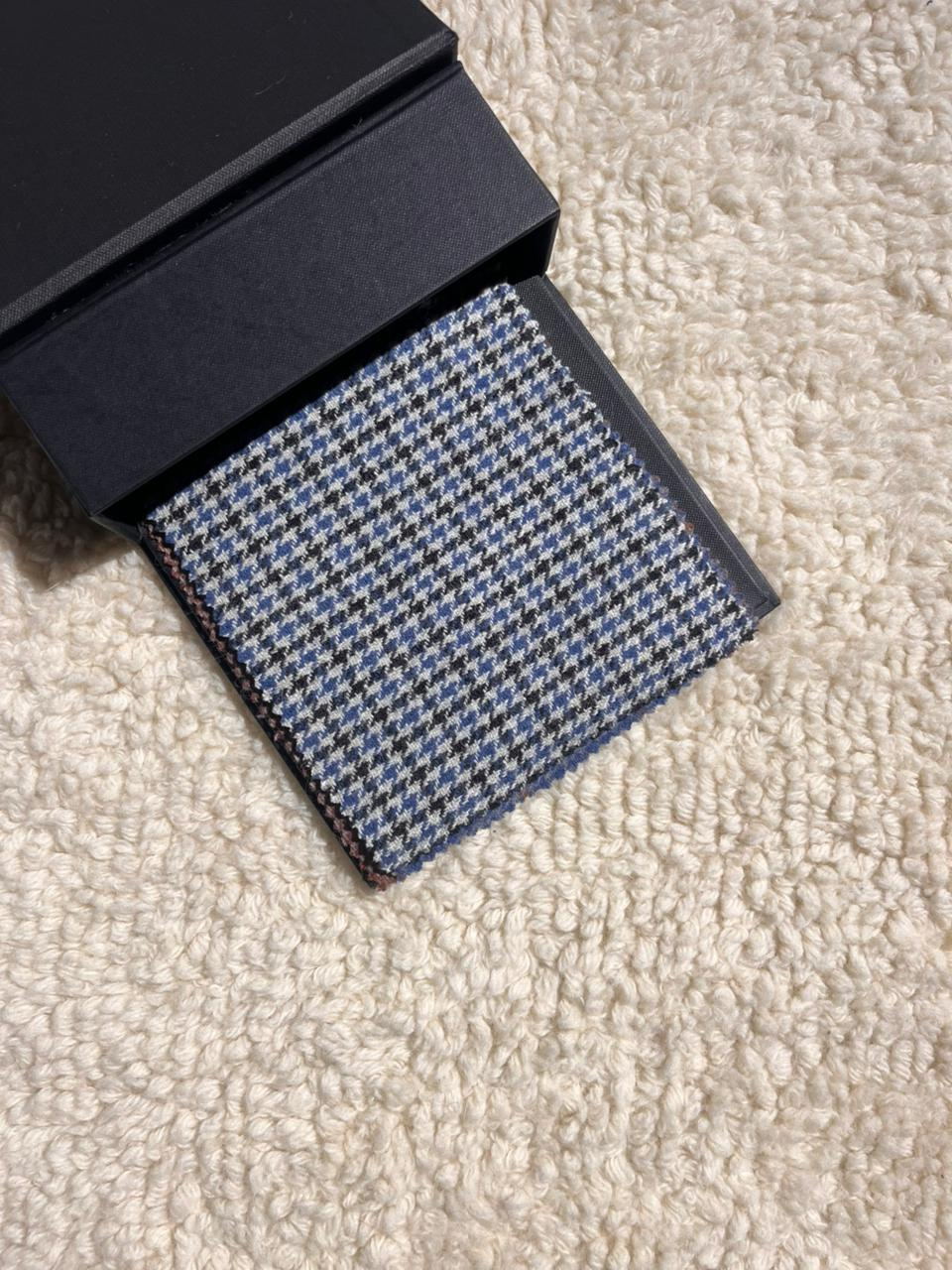 sky blue with black mini check