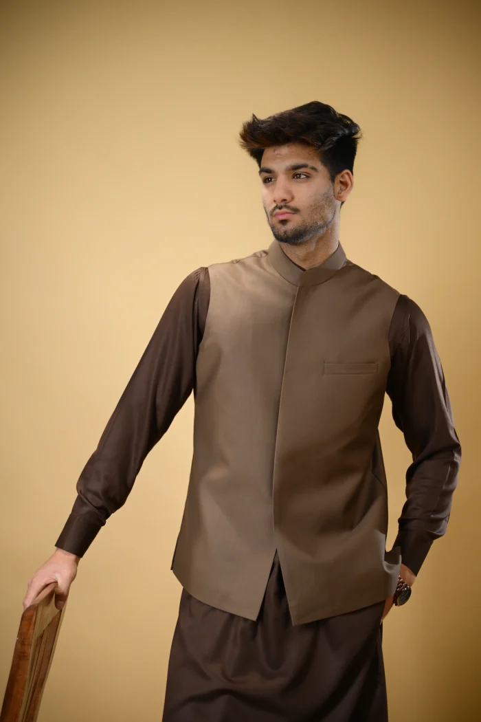 Chocolate Brown Bandgala Waistcoat