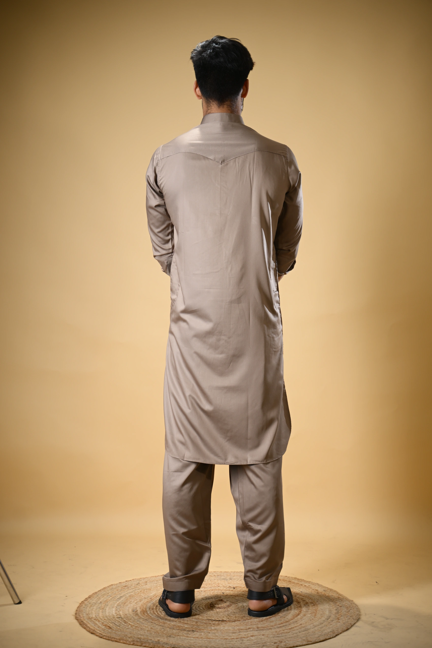 Earthy Brown Luma Shirt Collar Kameez Shalwar - Image 10