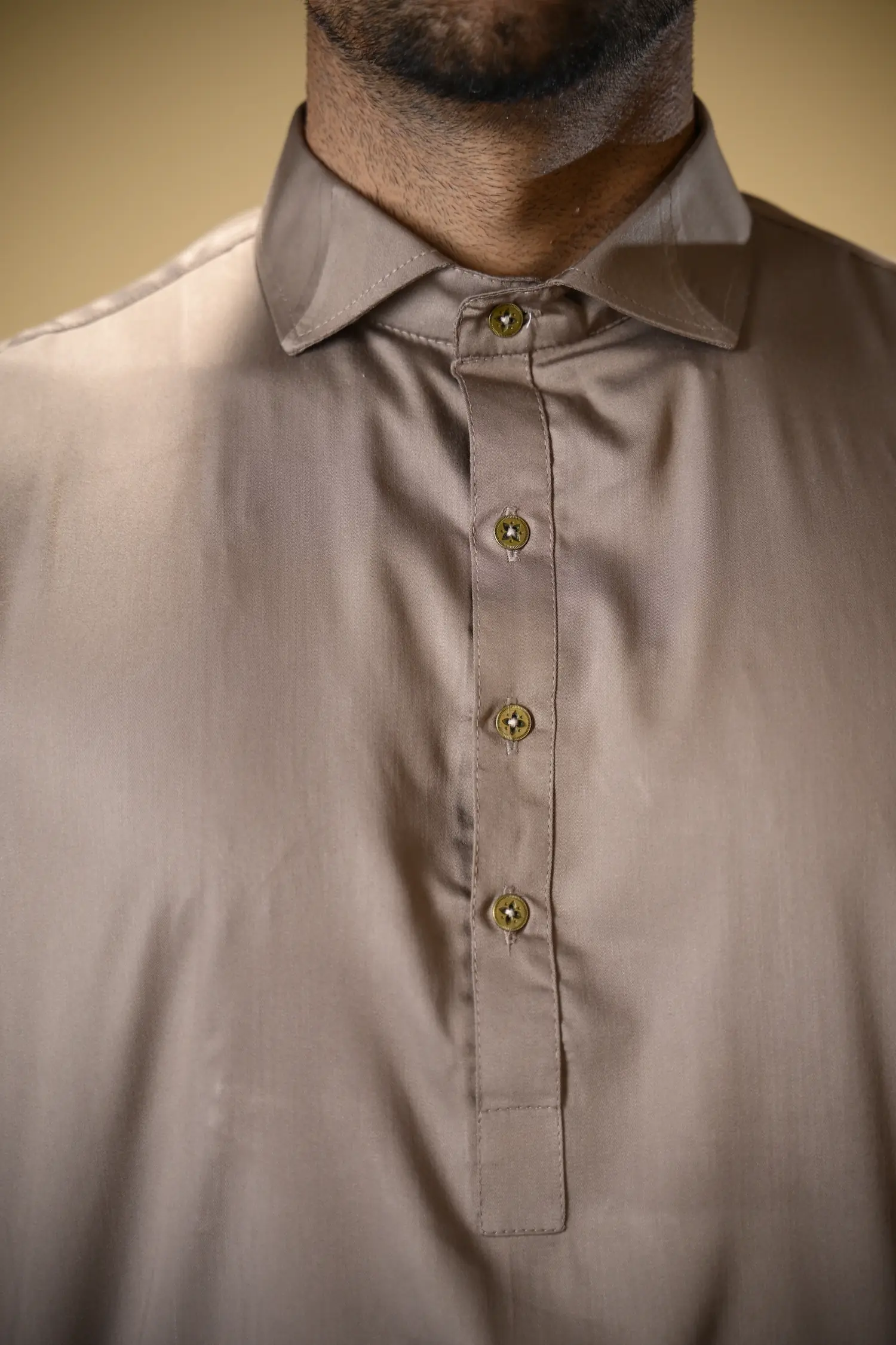 Earthy Brown Luma Shirt Collar Kameez Shalwar - Image 11