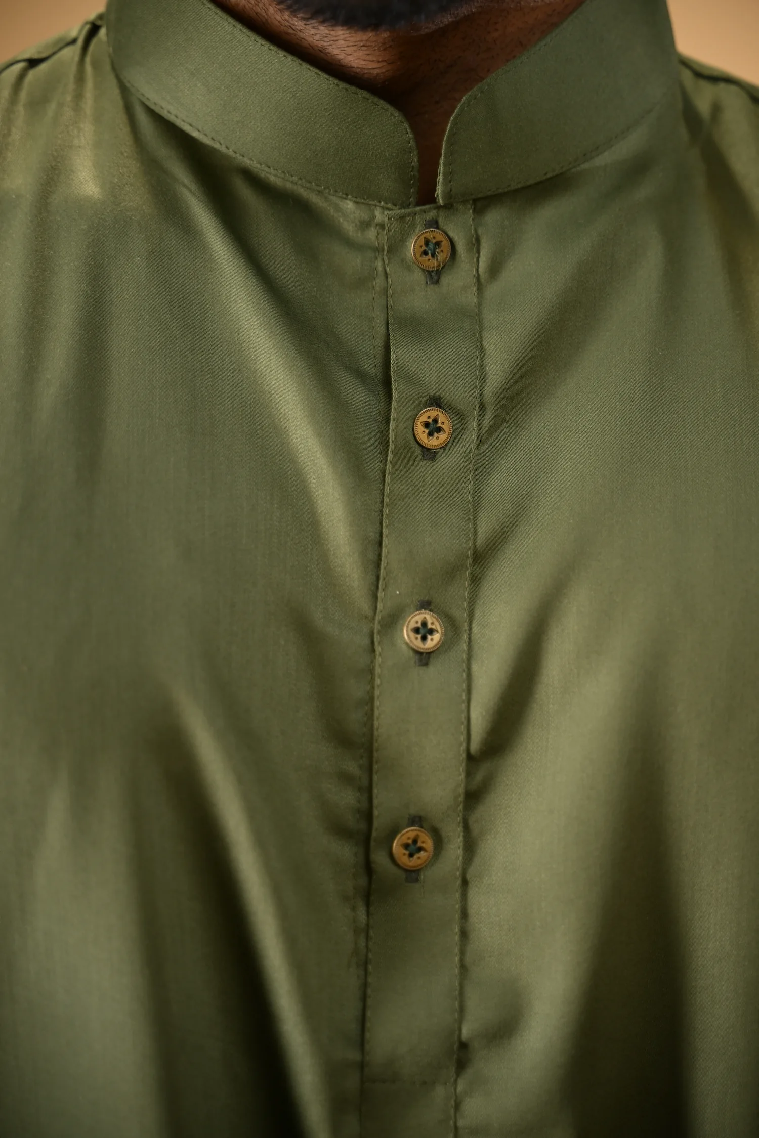Forest Green Luma Mandarin Collar Kameez Shalwar - Image 12