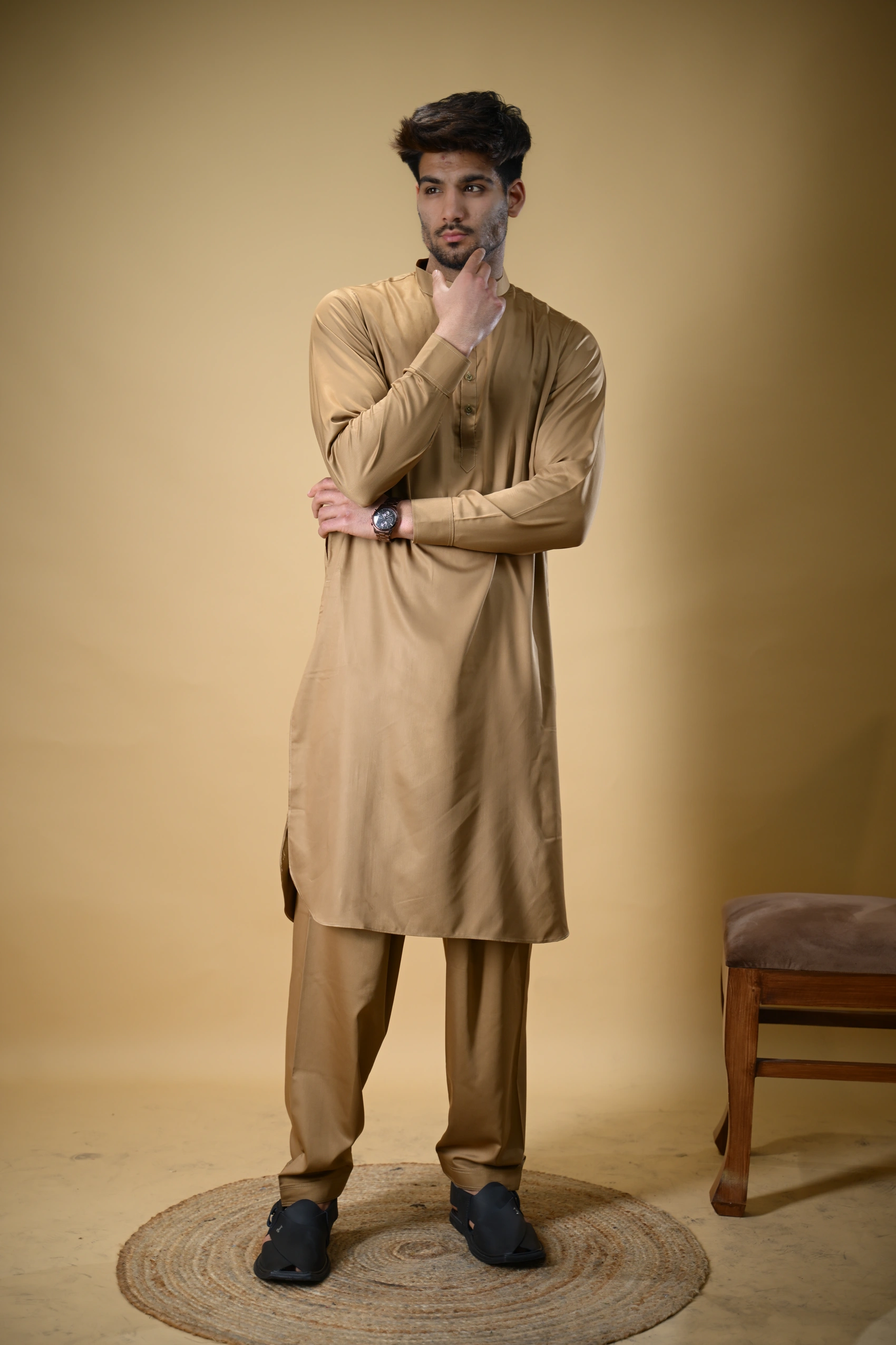 Golden Luma Mandarin Collar Kameez Shalwar - Image 7