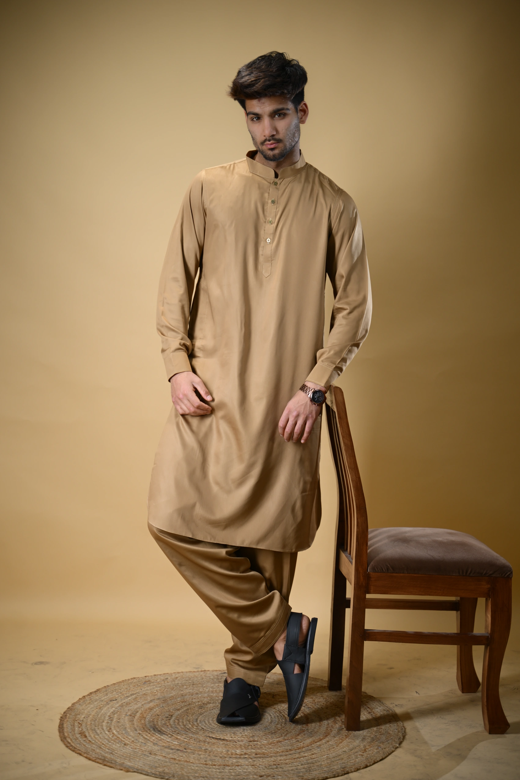Golden Luma Mandarin Collar Kameez Shalwar - Image 5