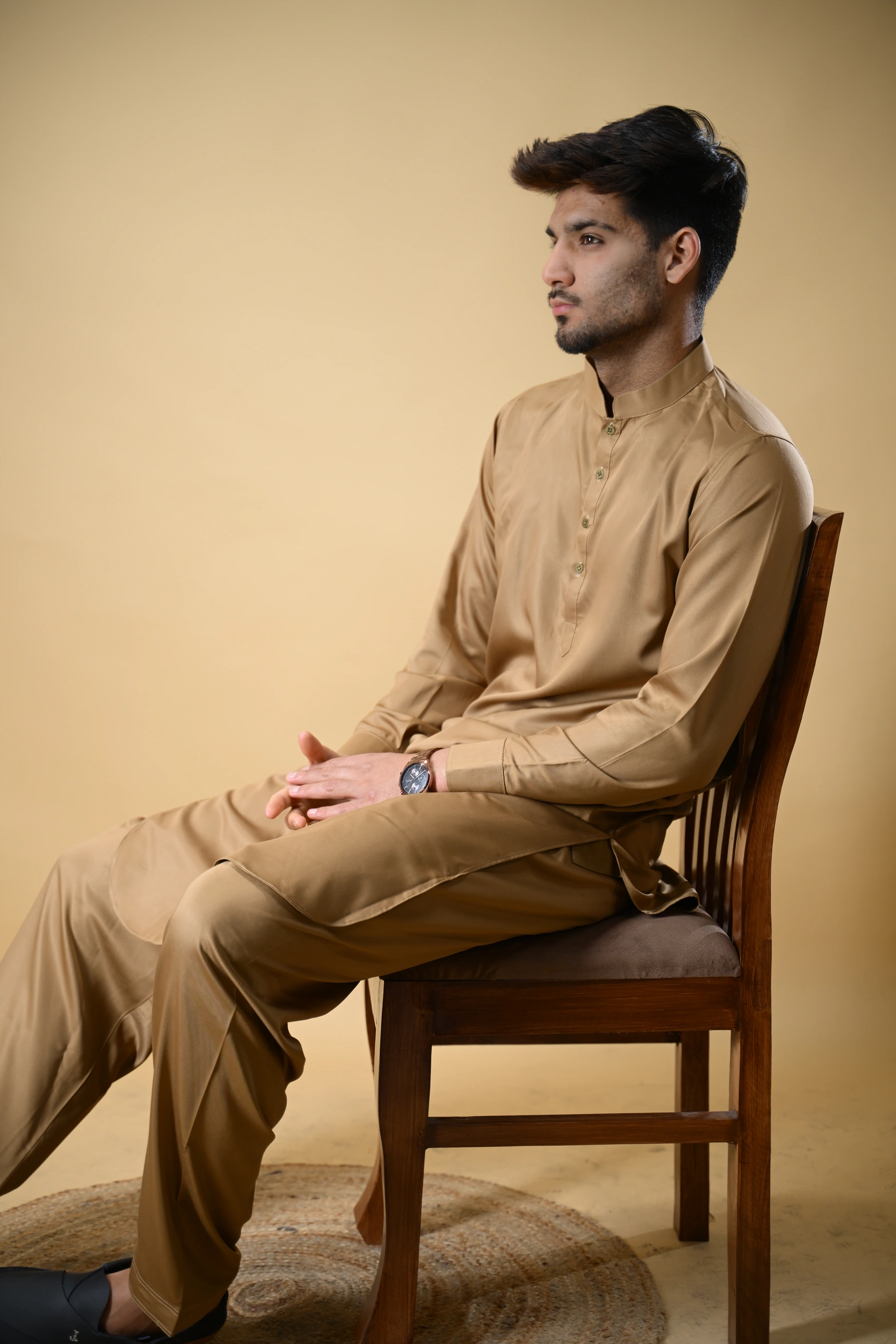 Golden Luma Mandarin Collar Kameez Shalwar - Image 4