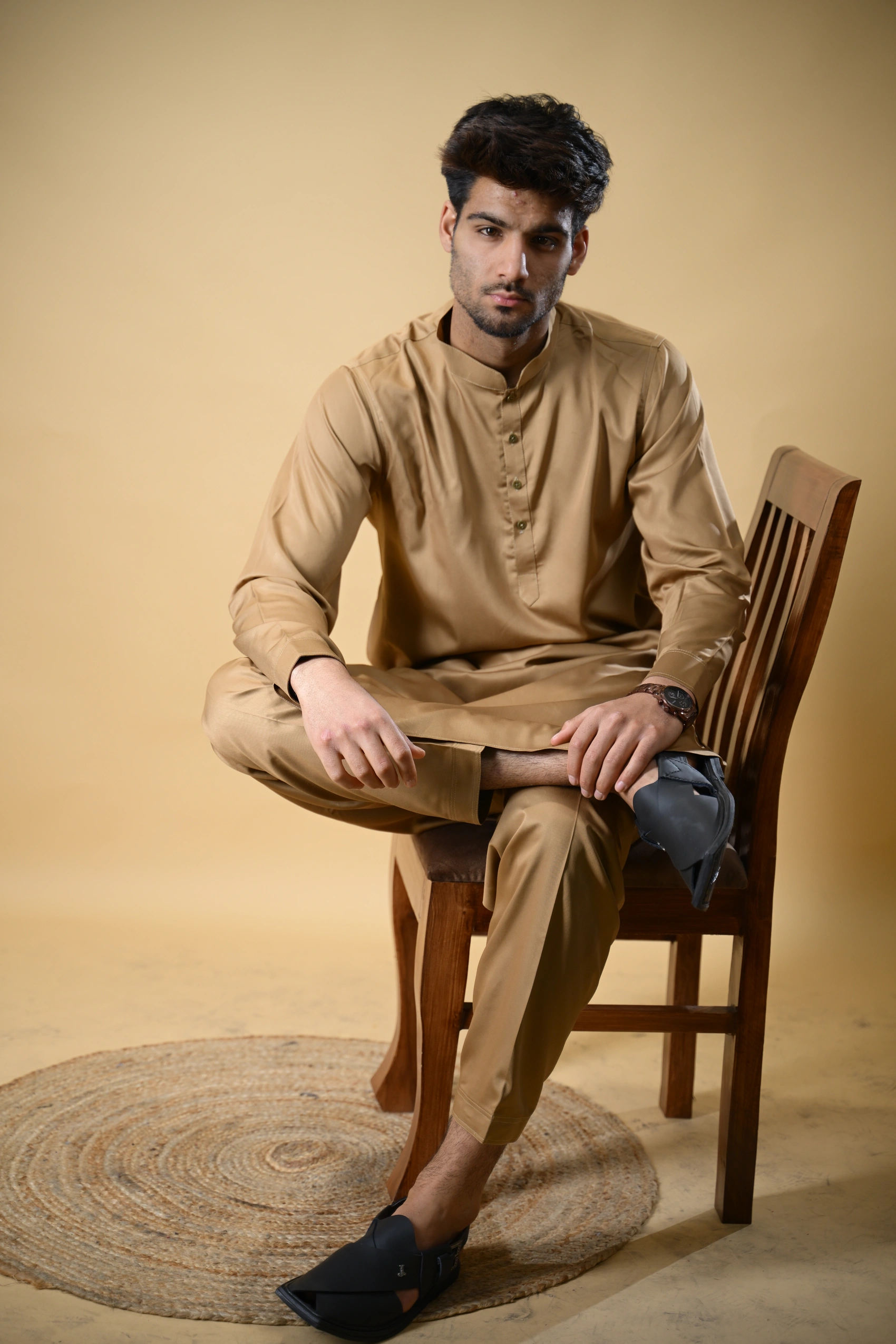 Golden Luma Mandarin Collar Kameez Shalwar - Image 3