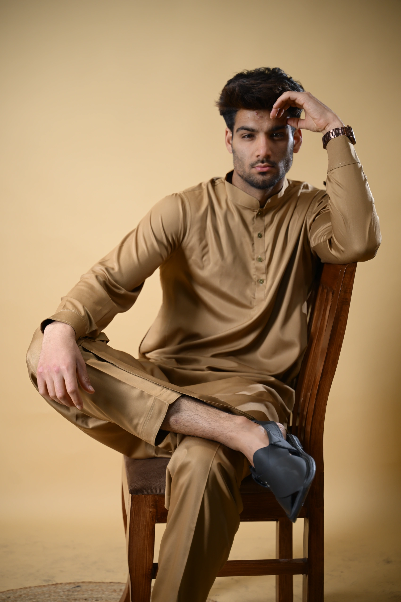 Golden Luma Mandarin Collar Kameez Shalwar - Image 6