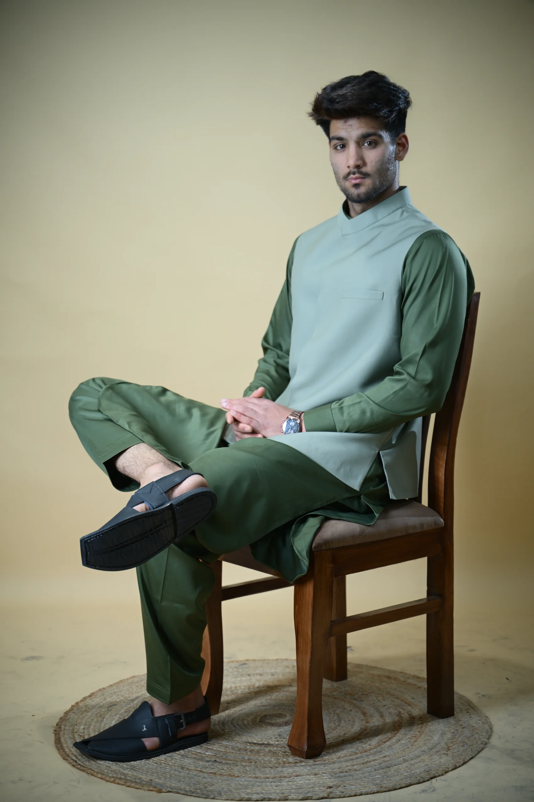 Mint Green Bandgala Waistcoat - Image 6