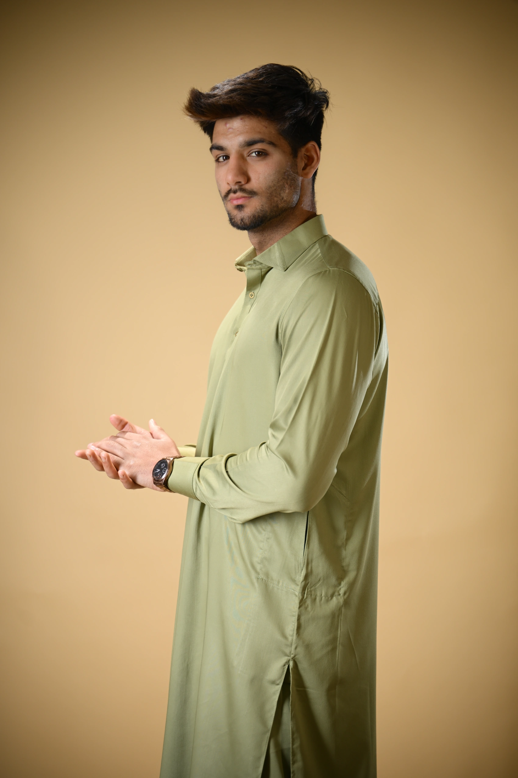 Pistachio Green Luma Shirt Collar Kameez Shalwar - Image 7