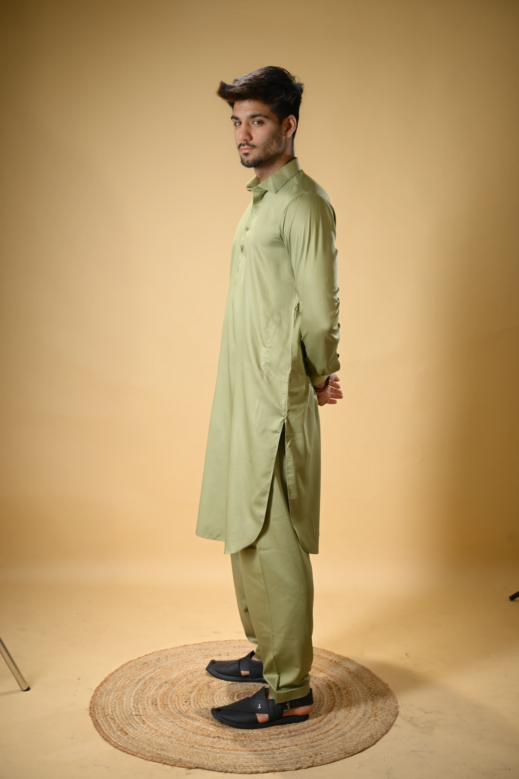 Pistachio Green Luma Shirt Collar Kameez Shalwar - Image 9