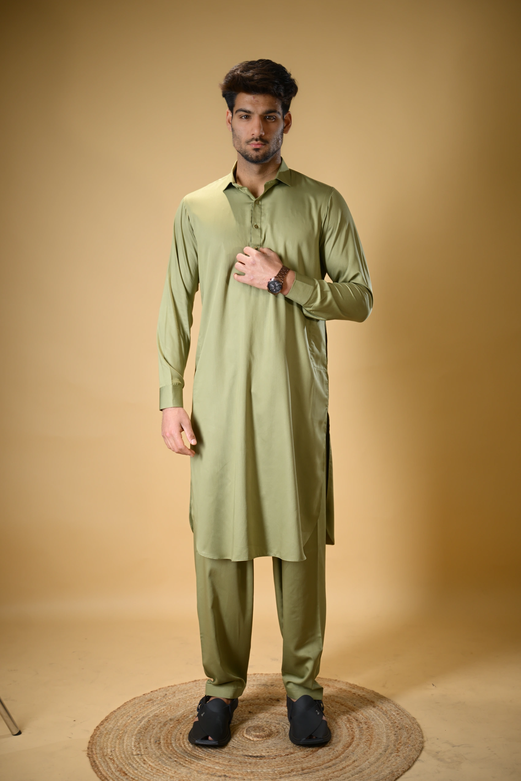 Pistachio Green Luma Shirt Collar Kameez Shalwar - Image 6