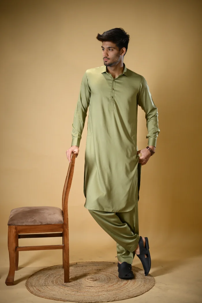 Pistachio Green Luma Shirt Collar Kameez Shalwar