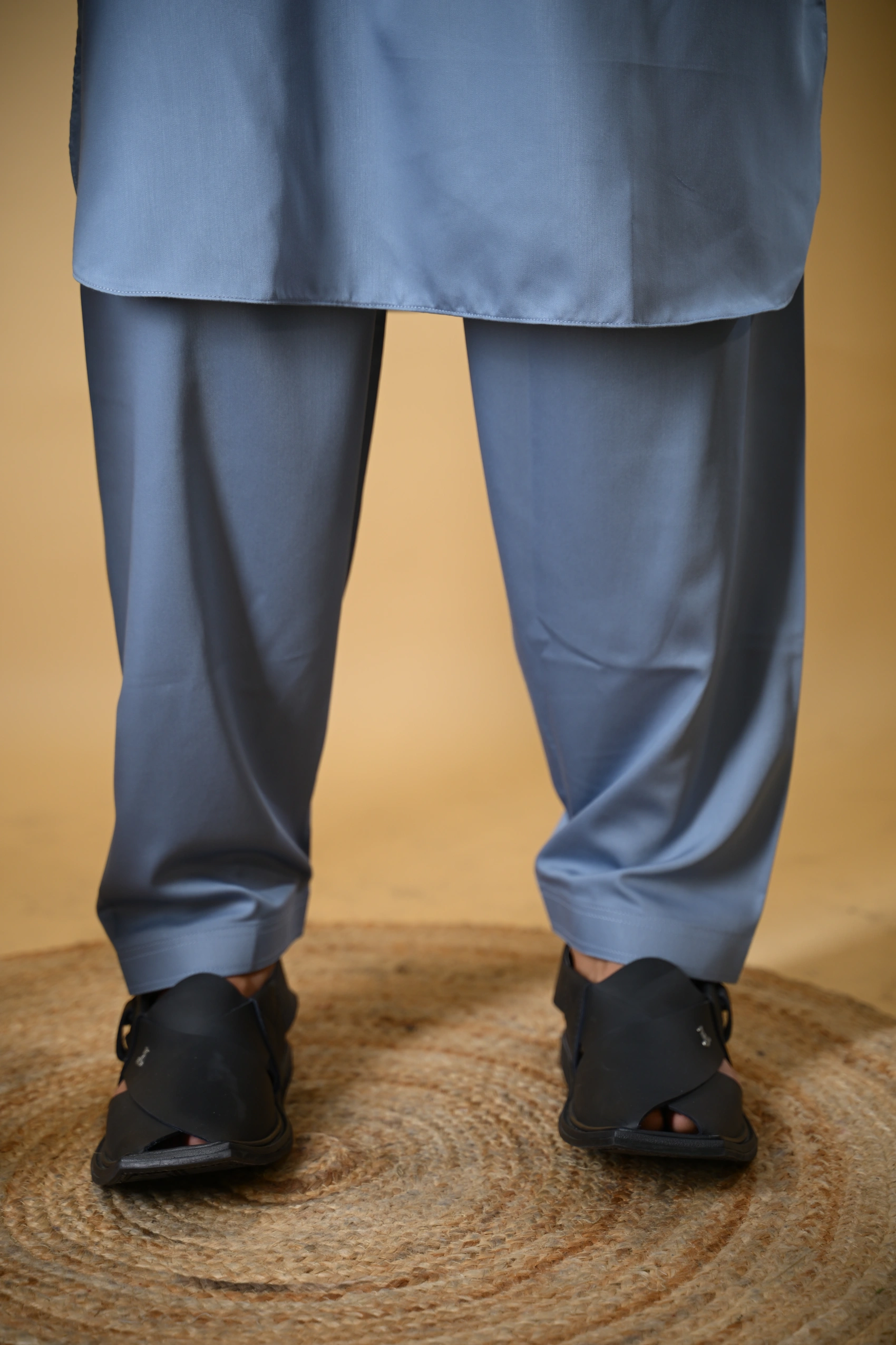 Slate Blue Luma Mandarin Collar Kameez Shalwar - Image 10